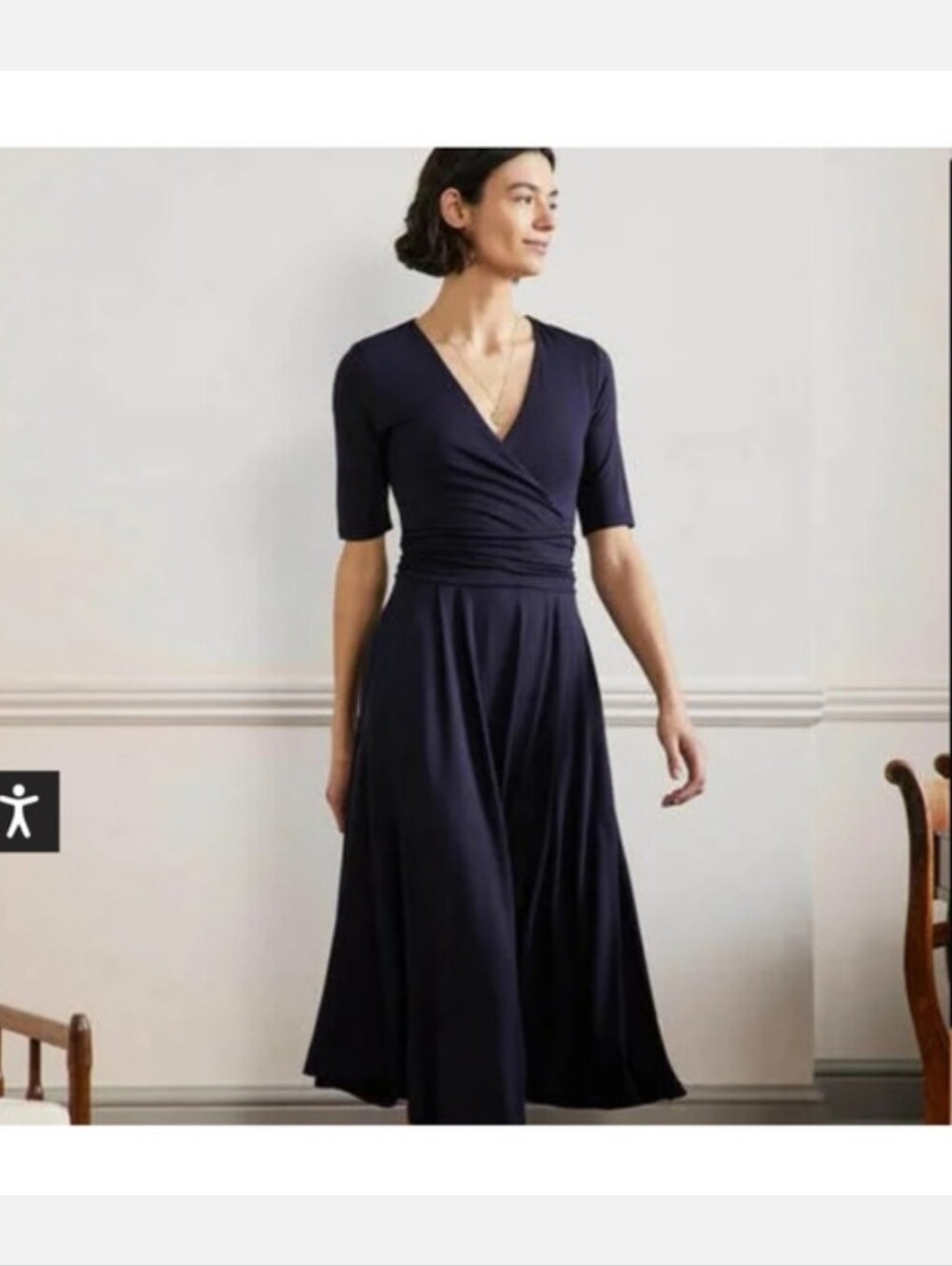 Boden Navy Wrap Midi Dress